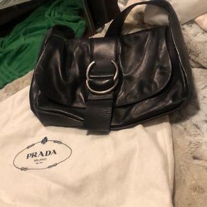 Authentic Prada black shoulder bag with storage bag. Soft leather. GUC